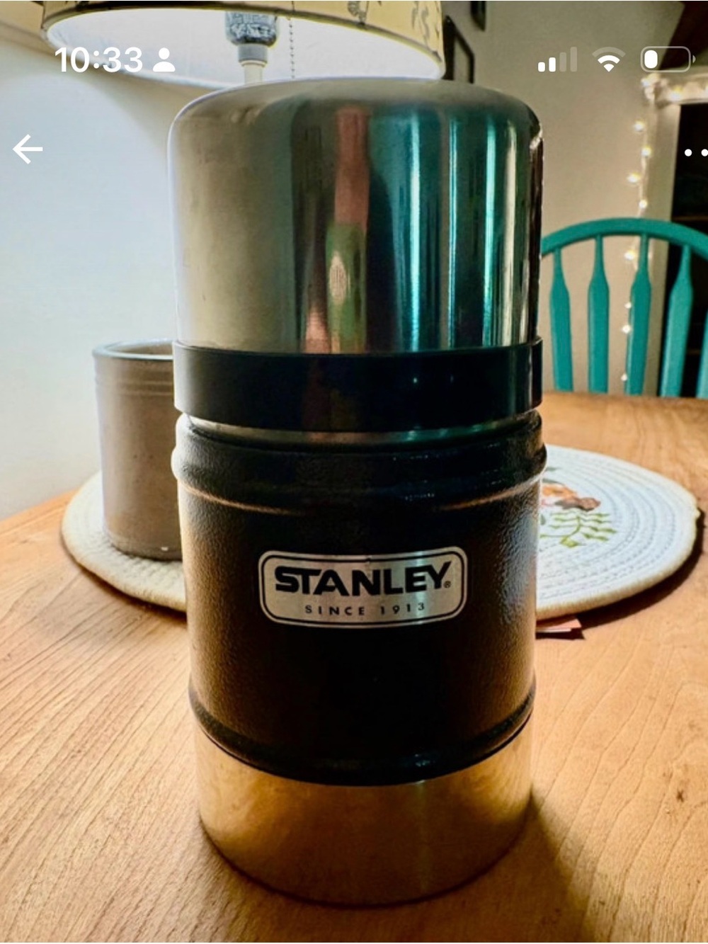 Stanley Black and Silver Vacuum Food Jar